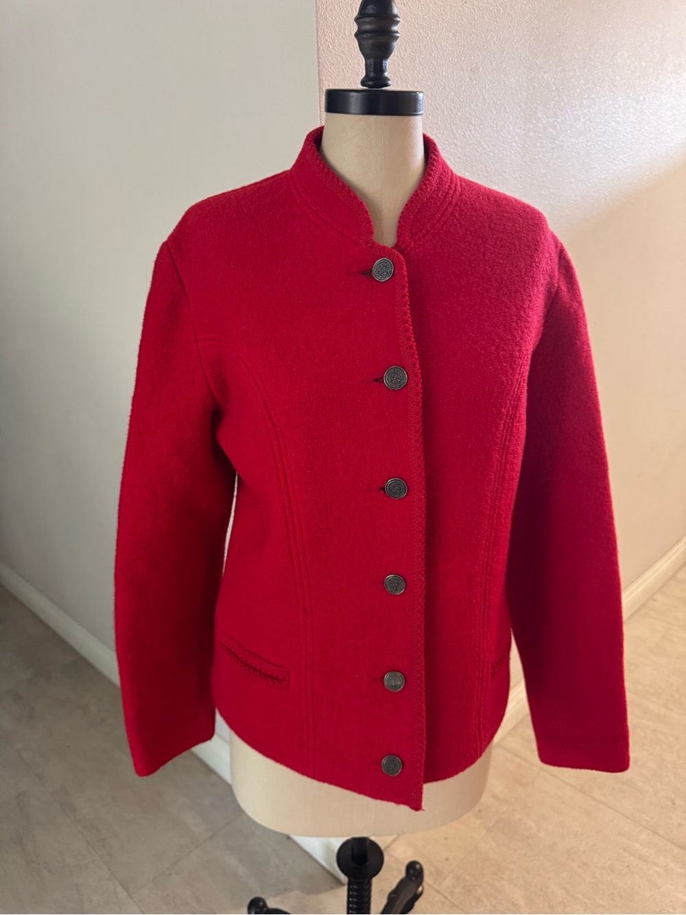 Women’s true vintage dirndl wool jackets Red and Blue German bundle lot